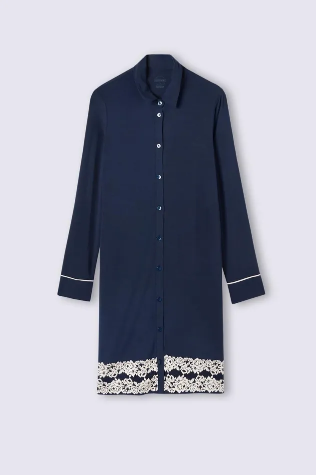 Intimissimi Nightdresses Women Pretty Flower Open Front Nightshirt Blue 347i 8211 Deep Bluevanilla