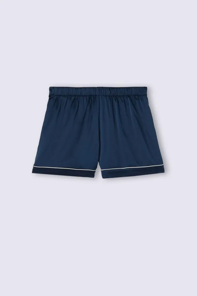 Intimissimi Short Pajamas Women Piped Silk Shorts Blue 1467 8211 Intense Blue