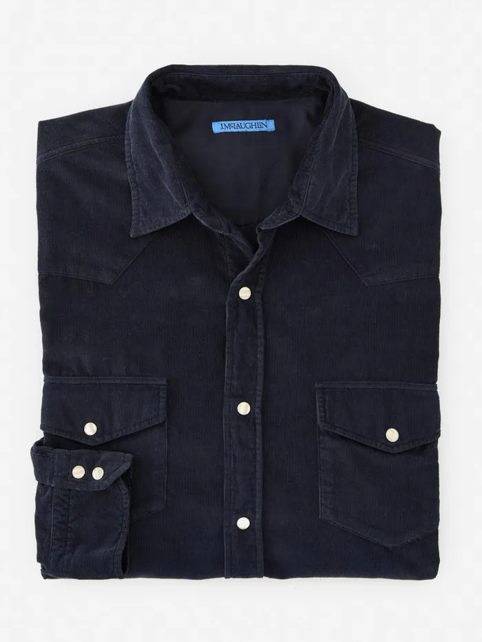 JMcLaughlin Scotto Cord Shirt Navy Men Shirts
