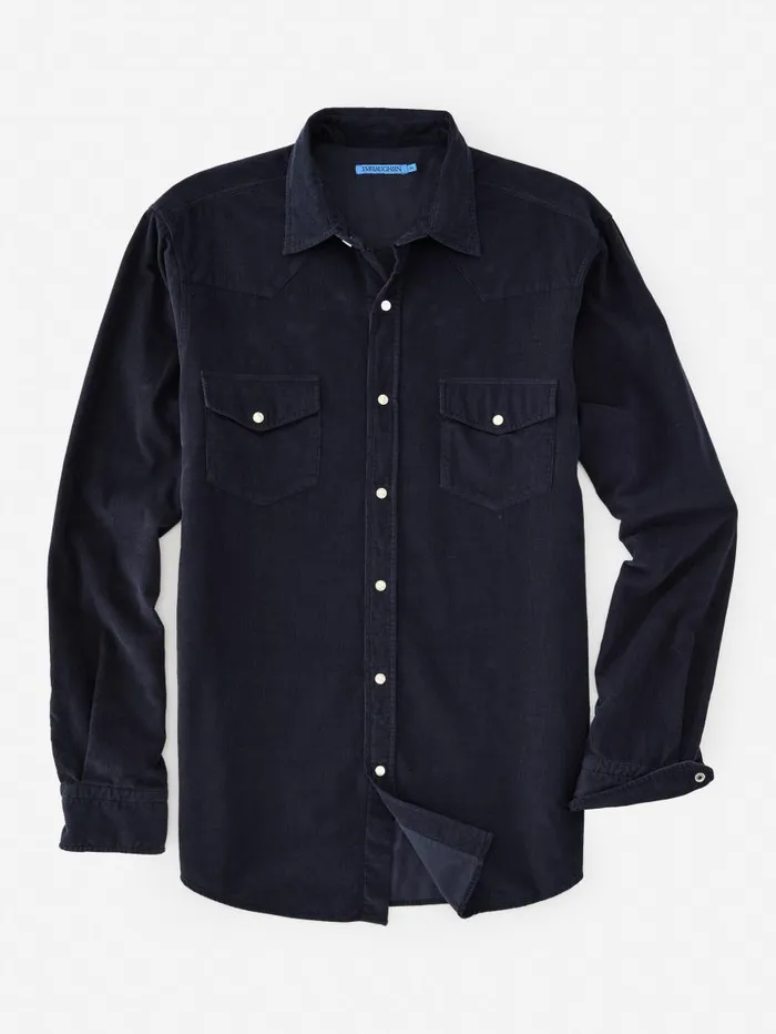 JMcLaughlin Scotto Cord Shirt Navy Men Shirts