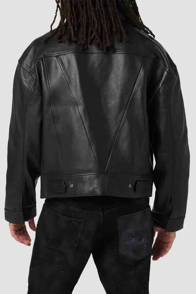 Jackets and Outerwear Men Hudson Jeans Leather Trucker Jacket Panther Jackets and Outerwear Men Hudson Jeans Leather Trucker Jacket Panther