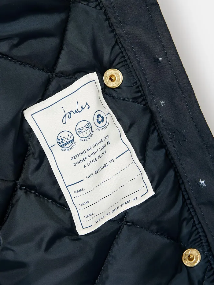 Joules Coats and Jackets Navy Printed Waterproof Parka Coat 8211 Girls