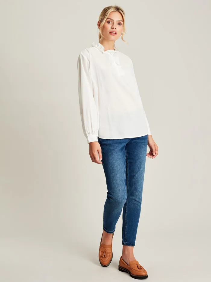 Joules Shirts and Blouses White Cotton Ruffle Blouse 8211 Women