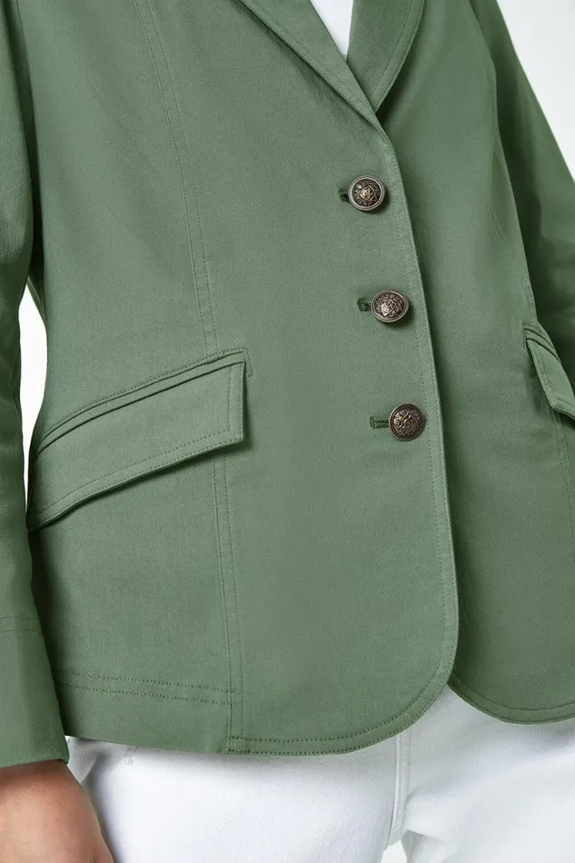 Khaki Petite Premium Stretch Blazer Women Roman Jackets