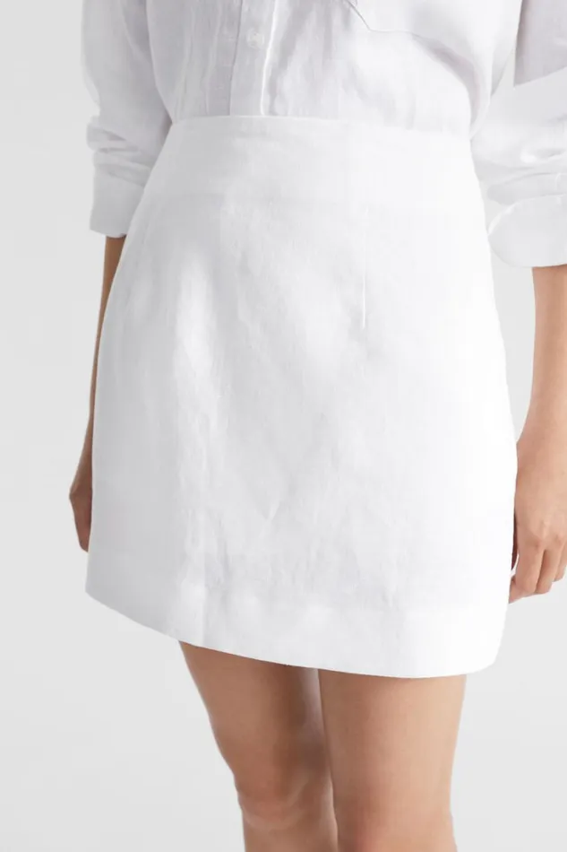 Linen Woman Seed Heritage Core Linen Mini Skirt Whisper White