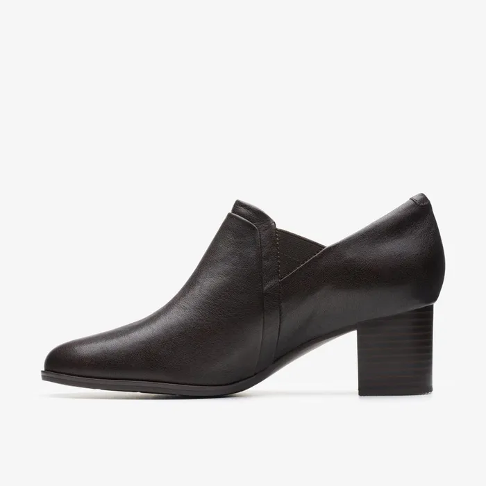 Loken Way Dark Brown Leather Women Clarks Heels and Pumps