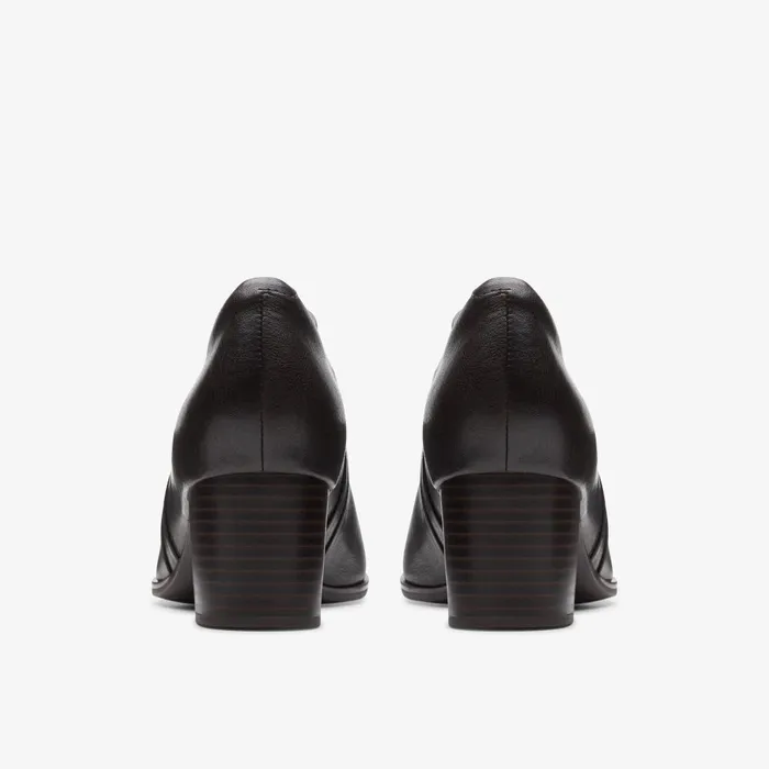 Loken Way Dark Brown Leather Women Clarks Heels and Pumps