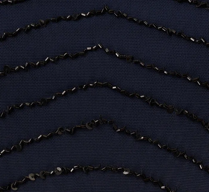 Long Dresses Womens Adrianna Papell Art Deco Beaded Blouson Dress With Halter Neckline In Navy Black