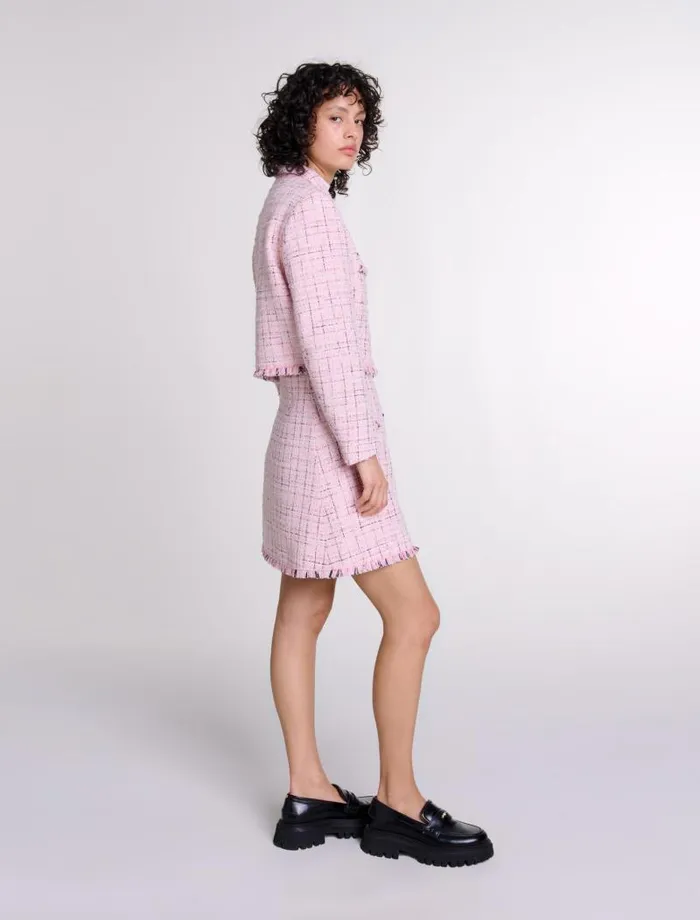 Maje Blazers and Jackets Womens Tweed Jacket Pink