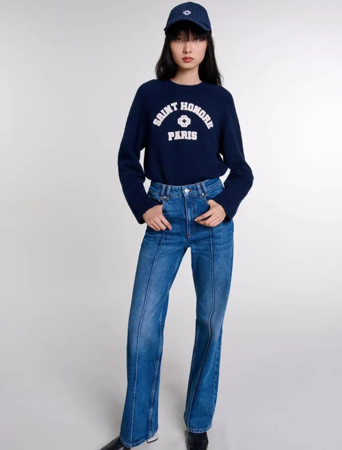 Maje Pants and Jeans Womens Straightleg Jeans Blue