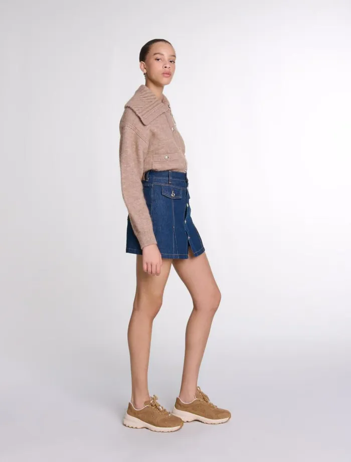 Maje Skirts and Shorts Womens Denim Skort Dark Blue