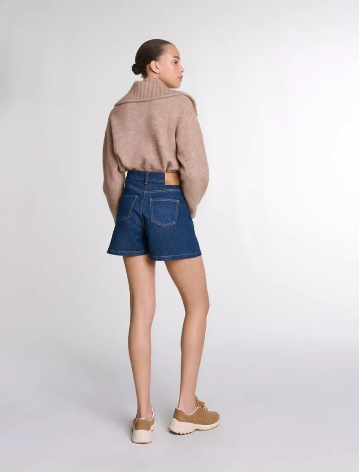 Maje Skirts and Shorts Womens Denim Skort Dark Blue