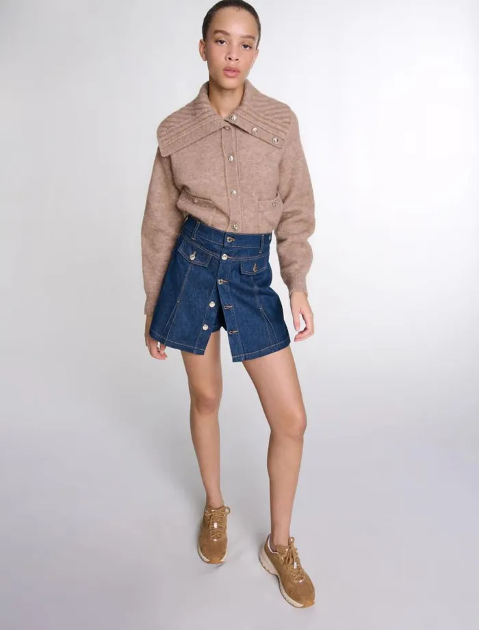 Maje Skirts and Shorts Womens Denim Skort Dark Blue