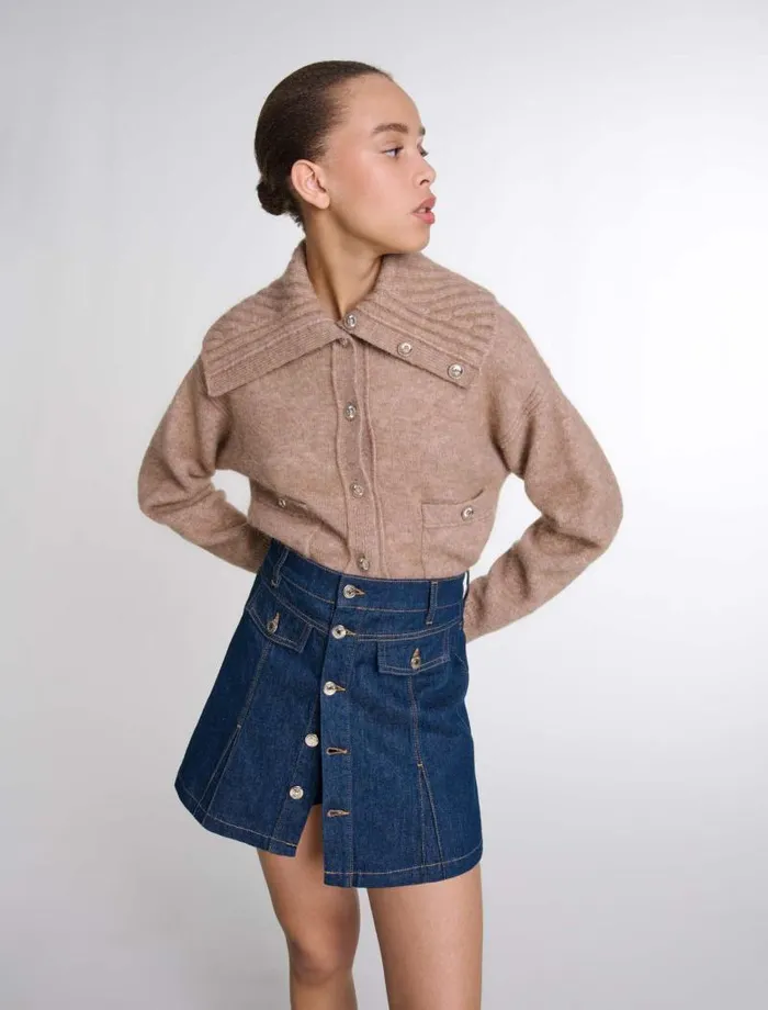 Maje Skirts and Shorts Womens Denim Skort Dark Blue