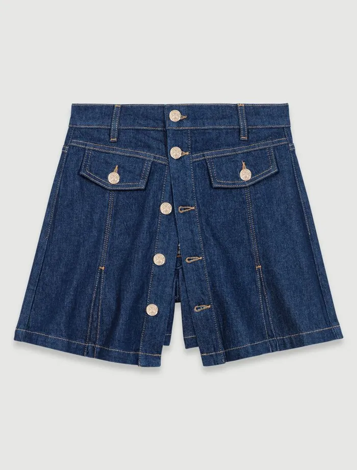Maje Skirts and Shorts Womens Denim Skort Dark Blue