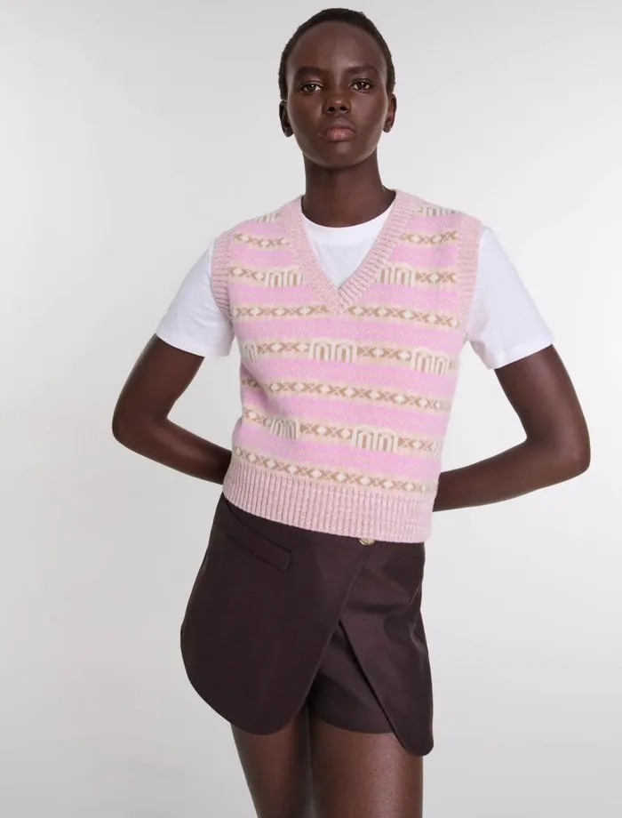 Maje Sweaters and Cardigans Womens Sleeveless Jacquard Jumper Multicoloured