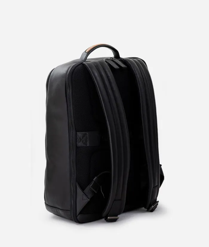 Man Backpacks and Belt Bags Alviero Martini Leather Business Backpack Black