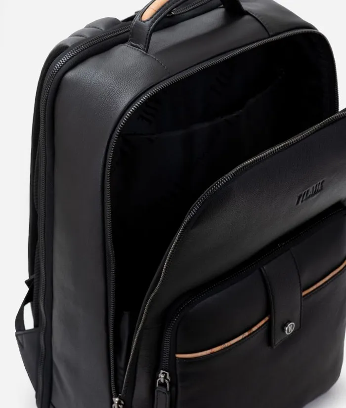 Man Backpacks and Belt Bags Alviero Martini Leather Business Backpack Black