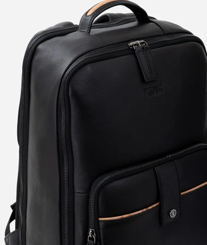 Man Backpacks and Belt Bags Alviero Martini Leather Business Backpack Black