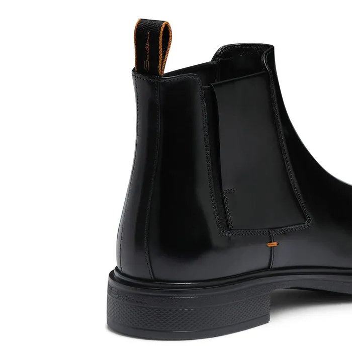 Men Black Leather Easy Boot Santoni Boots