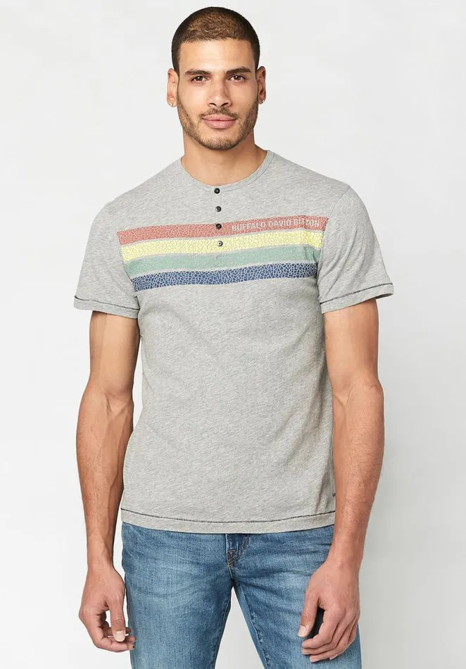 Men Crackled Print Kuddy TShirt Heather Grey Buffalo David Bitton Tops and Tees