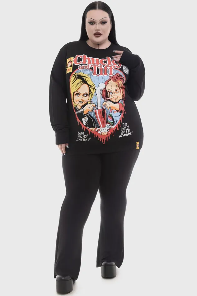Men Graphic Tops Killstar Chucky and Tiff Forever Sweatshirt