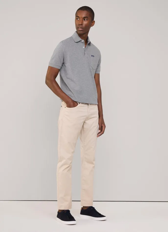 Men Pants Faonnable Classic Fit Gabardine Trousers Light Beige