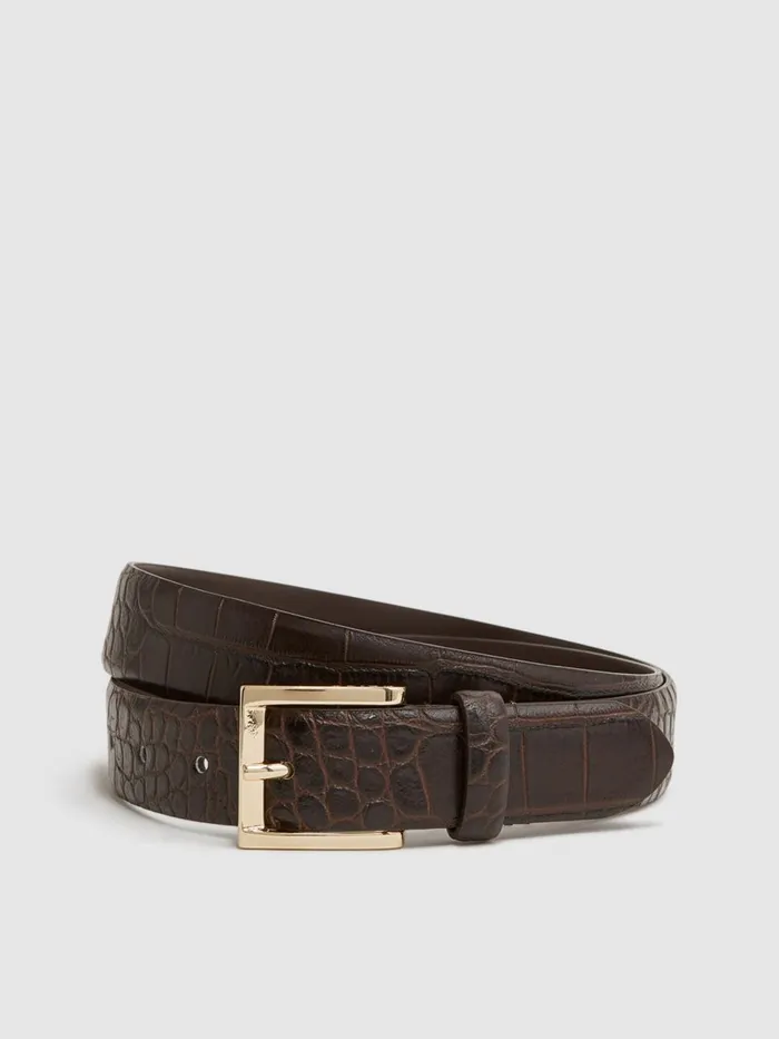 Men Reiss Belts Albany Leather Belt Chocolate