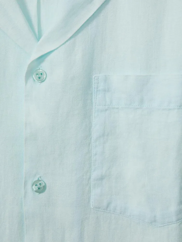 Men Reiss Shirts Linen Shirt Thalassa Blue Print