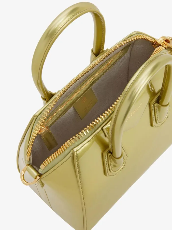 Mini Antigona Bag In Patent Effect Leather Almond Green Women Givenchy Crossbody Bags