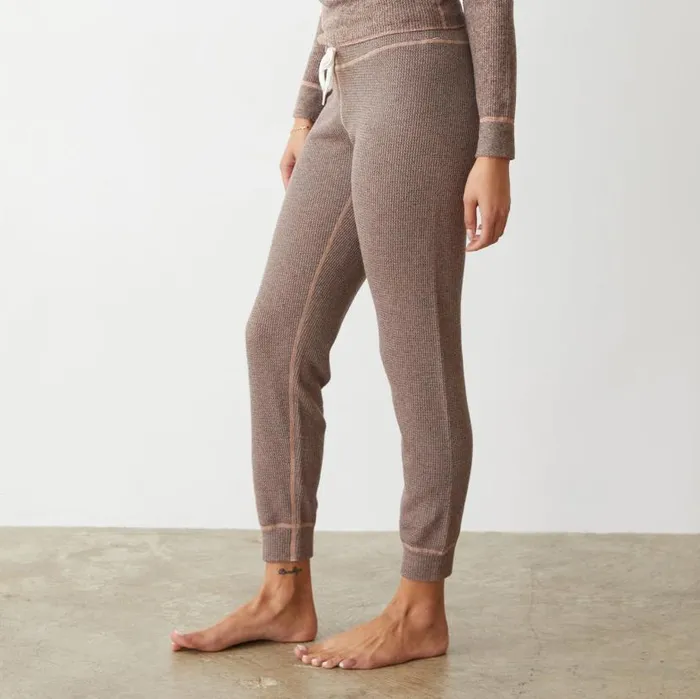 MONROW Sweats Cozy Heather Thermal Cuff Sweat 8211 Women MONROW Sweats Cozy Heather Thermal Cuff Sweat 8211 Women