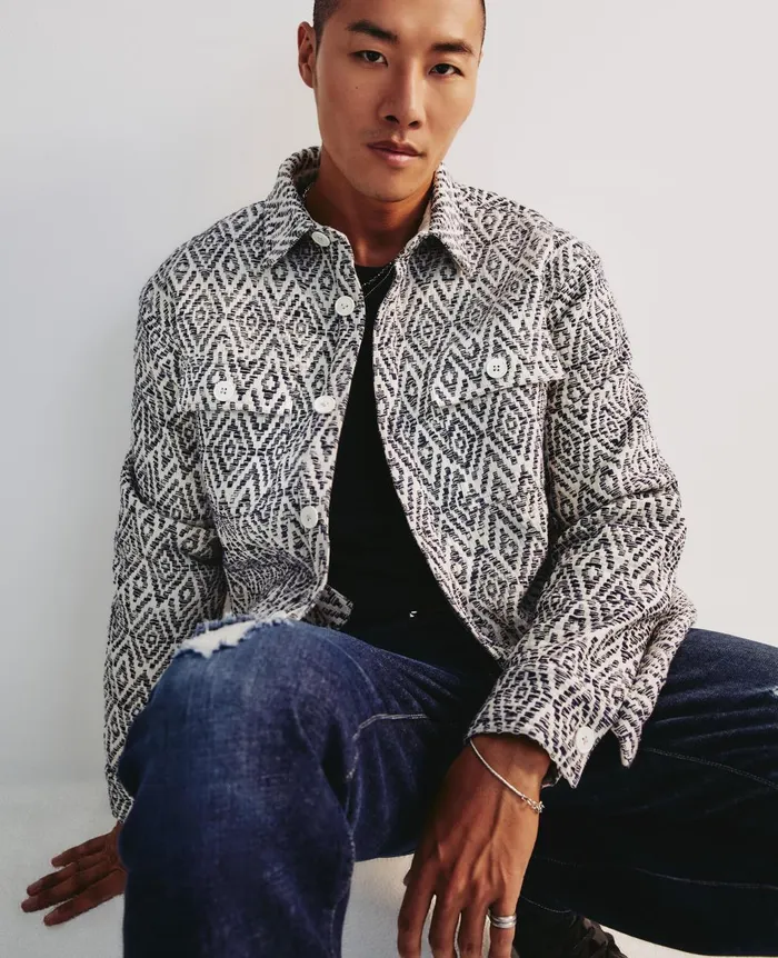 Nolan Jacket Diamond Chevron Blue Multi Men AG Jeans Jackets Nolan Jacket Diamond Chevron Blue Multi Men AG Jeans Jackets