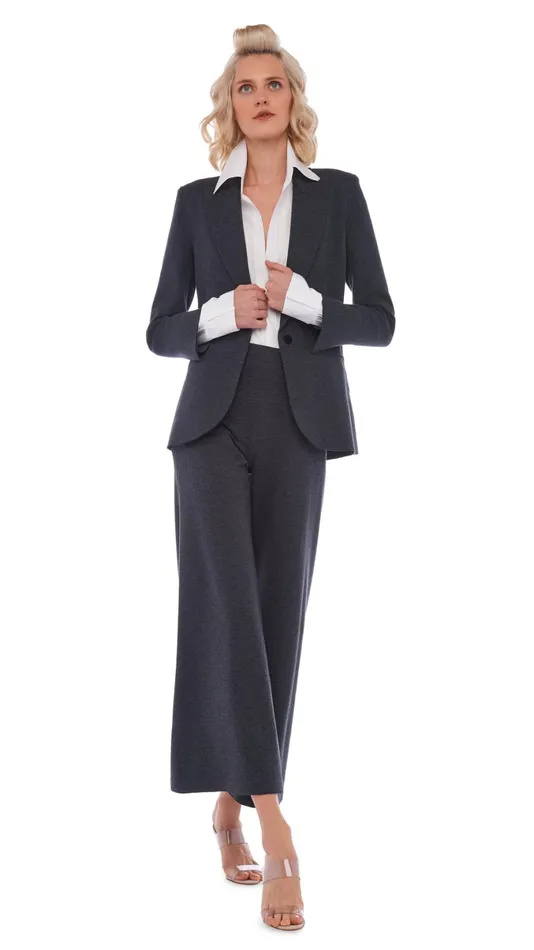 Norma Kamali Bottoms SHORT STRAIGHT LEG PANT Dark Heather Grey 8211 Clothing Norma Kamali Bottoms SHORT STRAIGHT LEG PANT Dark Heather Grey 8211 Clothing