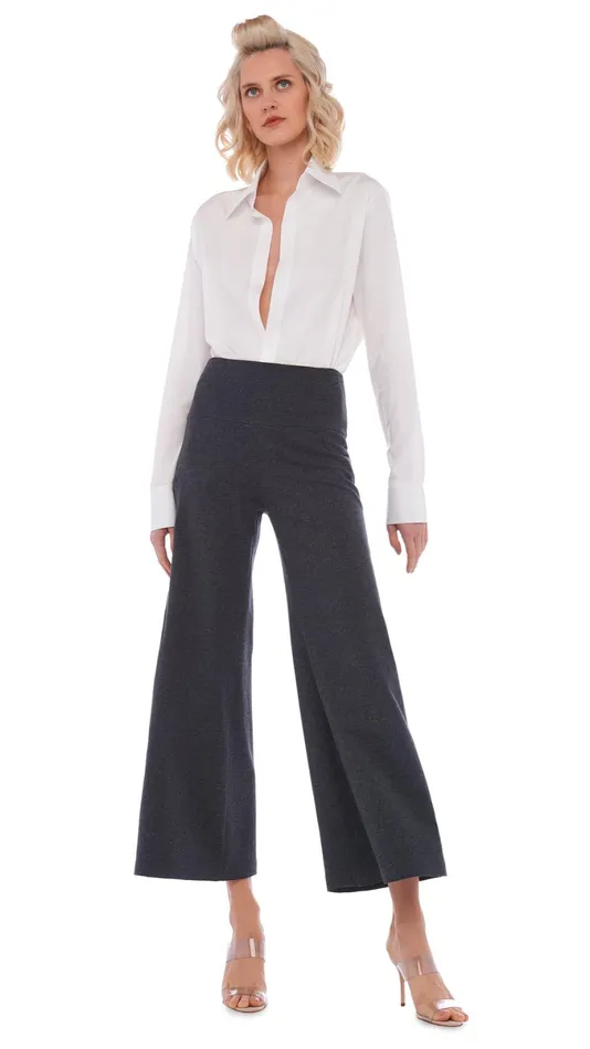 Norma Kamali Bottoms SHORT STRAIGHT LEG PANT Dark Heather Grey 8211 Clothing Norma Kamali Bottoms SHORT STRAIGHT LEG PANT Dark Heather Grey 8211 Clothing