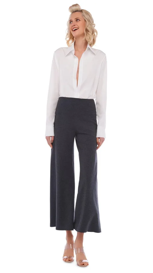 Norma Kamali Bottoms SHORT STRAIGHT LEG PANT Dark Heather Grey 8211 Clothing Norma Kamali Bottoms SHORT STRAIGHT LEG PANT Dark Heather Grey 8211 Clothing