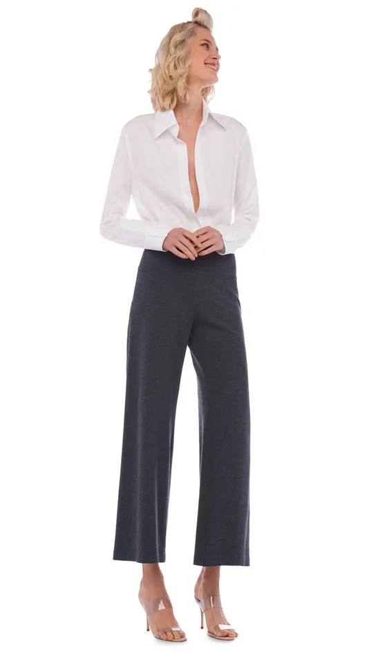 Norma Kamali Bottoms SHORT STRAIGHT LEG PANT Dark Heather Grey 8211 Clothing Norma Kamali Bottoms SHORT STRAIGHT LEG PANT Dark Heather Grey 8211 Clothing