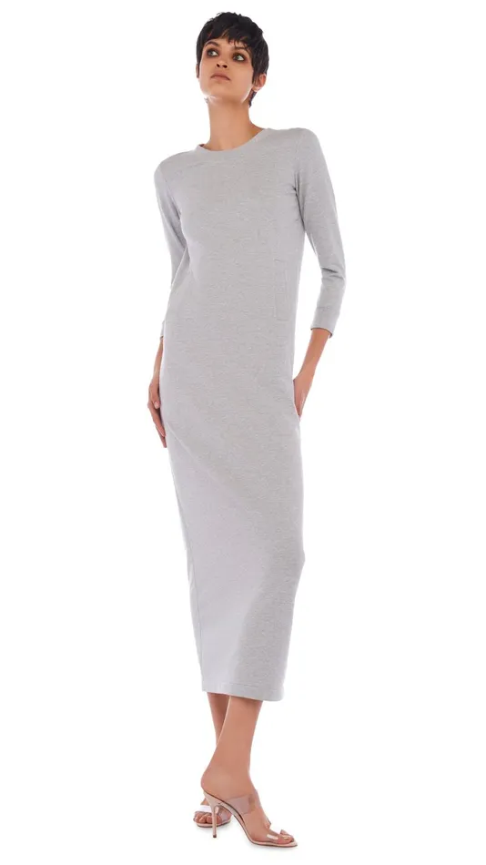 Norma Kamali Dresses 34 SLEEVE TAILORED TERRY GOWN Light Heather Grey 8211 Clothing Norma Kamali Dresses 34 SLEEVE TAILORED TERRY GOWN Light Heather Grey 8211 Clothing