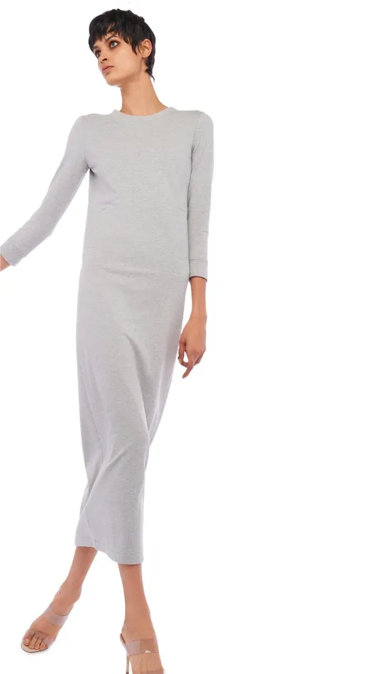 Norma Kamali Dresses 34 SLEEVE TAILORED TERRY GOWN Light Heather Grey 8211 Clothing Norma Kamali Dresses 34 SLEEVE TAILORED TERRY GOWN Light Heather Grey 8211 Clothing