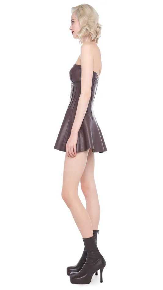 Norma Kamali Dresses STRAPLESS GRACE MINI DRESS Chocolate 8211 Clothing