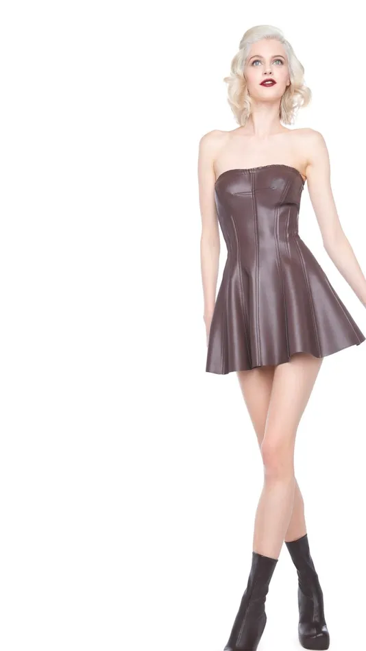 Norma Kamali Dresses STRAPLESS GRACE MINI DRESS Chocolate 8211 Clothing