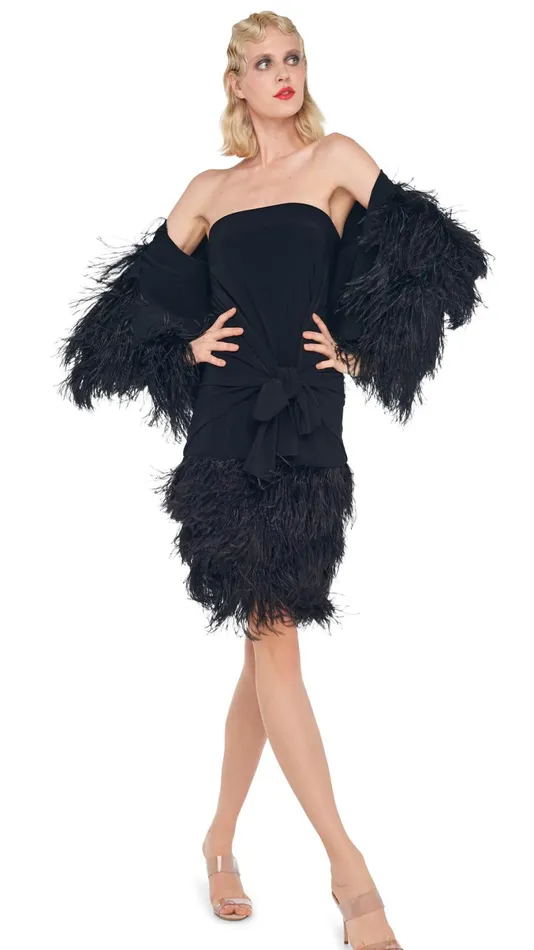 Norma Kamali Jackets ALL OVER FEATHER JACKET Black 8211 Clothing