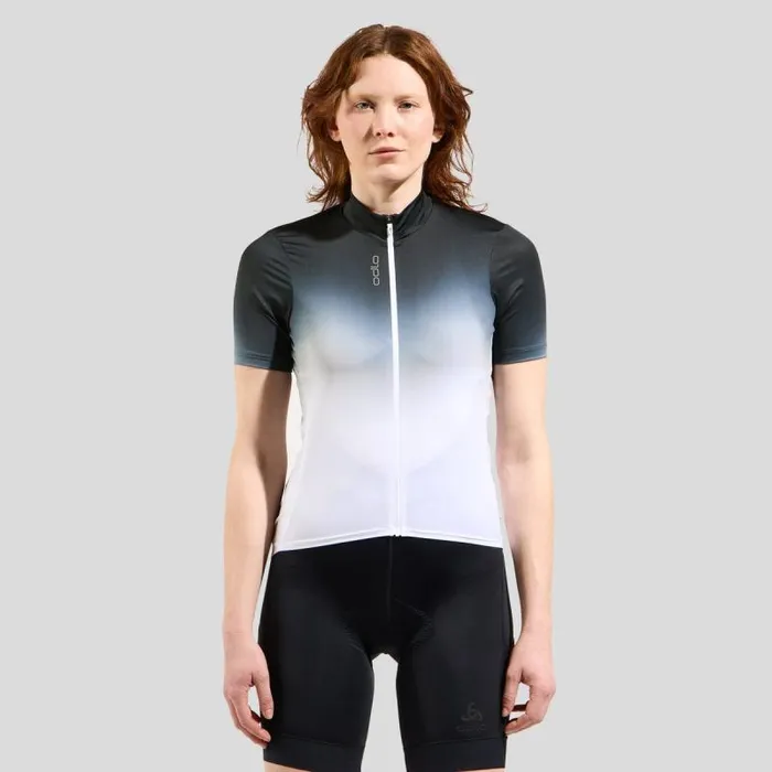 Odlo Tshirts and Polos The Zeroweight ChillTec Print Short Sleeve Cycling Jersey White 8211 Women