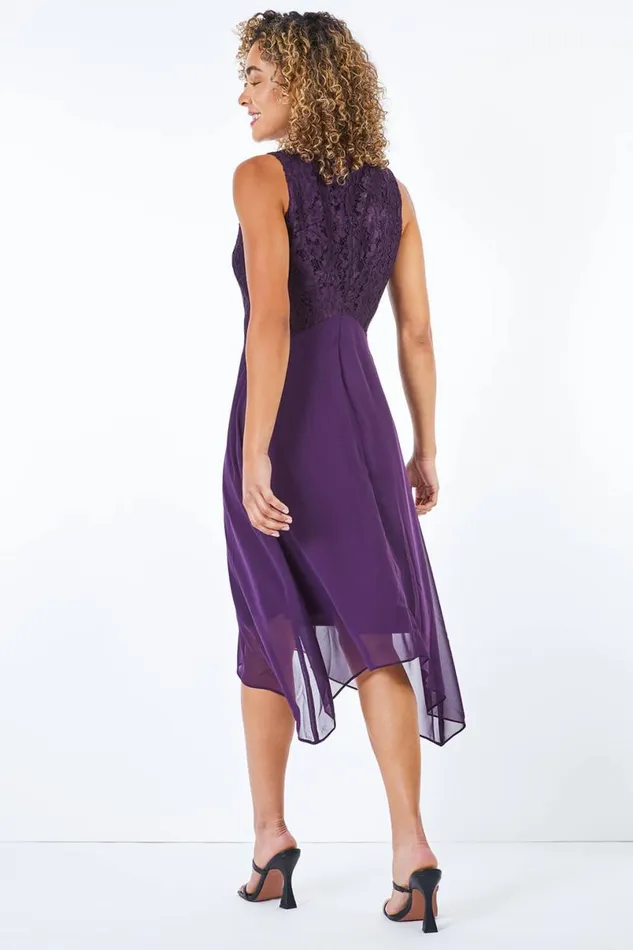 Plum Petite Lace Bodice Dress Women Roman Dresses