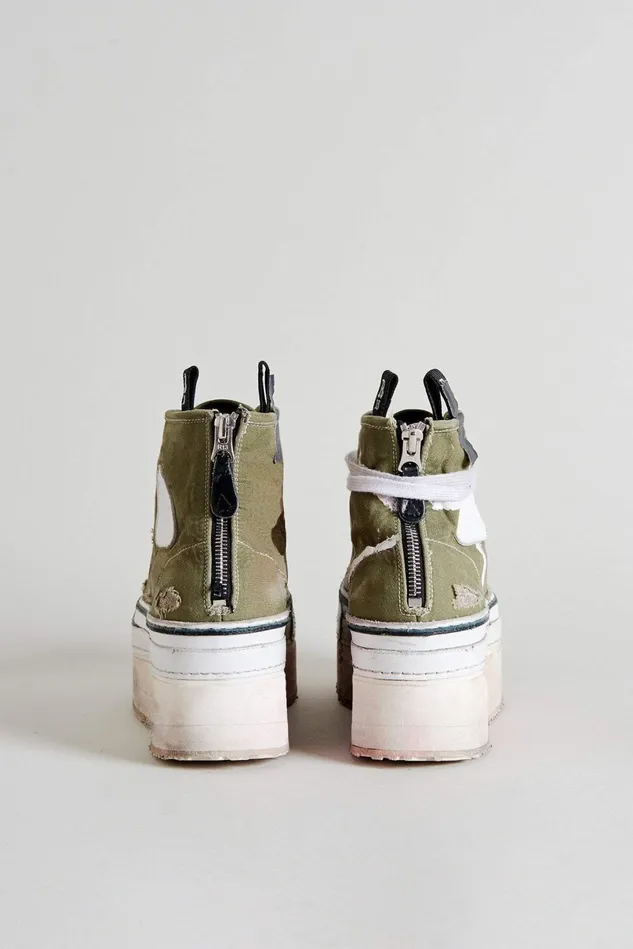 R13 Sneakers Women Courtney Platform High Top Sneaker 8211 Olive