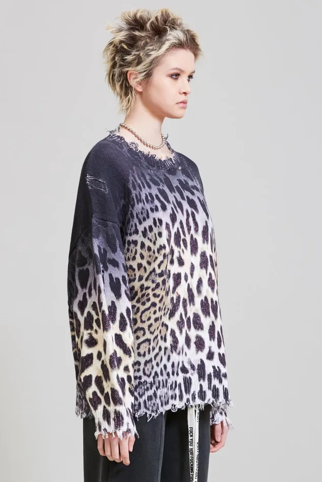 R13 Sweaters Women Oversized Sweater 8211 Faded Leopard