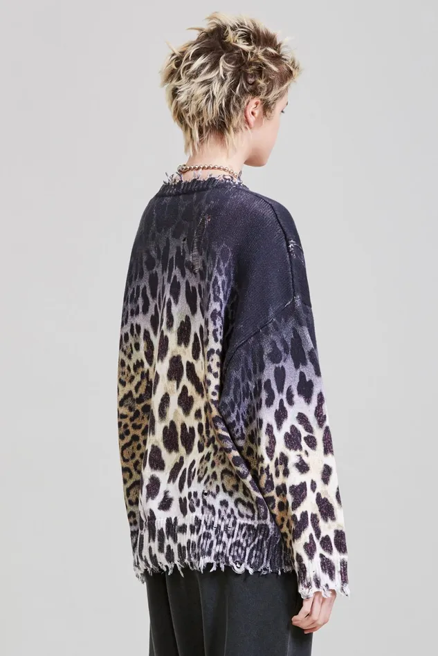 R13 Sweaters Women Oversized Sweater 8211 Faded Leopard