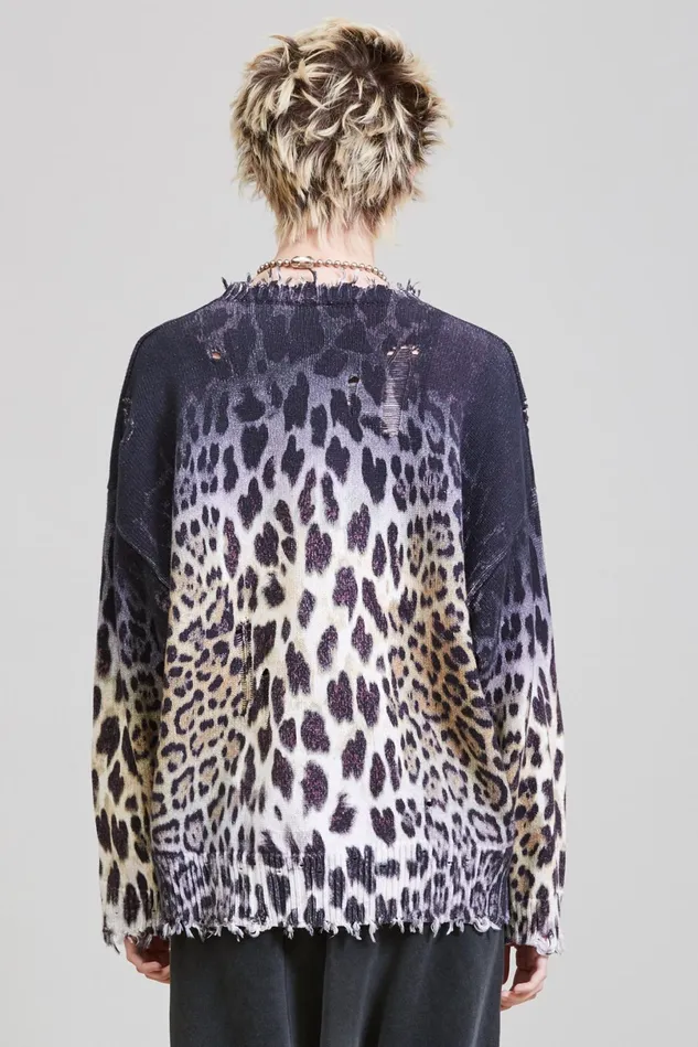 R13 Sweaters Women Oversized Sweater 8211 Faded Leopard