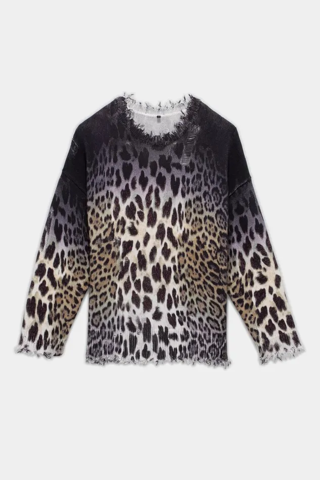 R13 Sweaters Women Oversized Sweater 8211 Faded Leopard