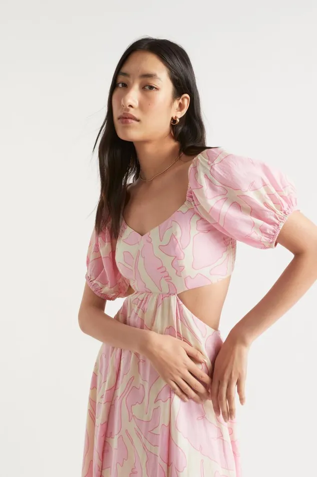Resort Woman Seed Heritage Voile Floral Off Shoulder Maxi Dress Soft Orchid Floral Resort Woman Seed Heritage Voile Floral Off Shoulder Maxi Dress Soft Orchid Floral