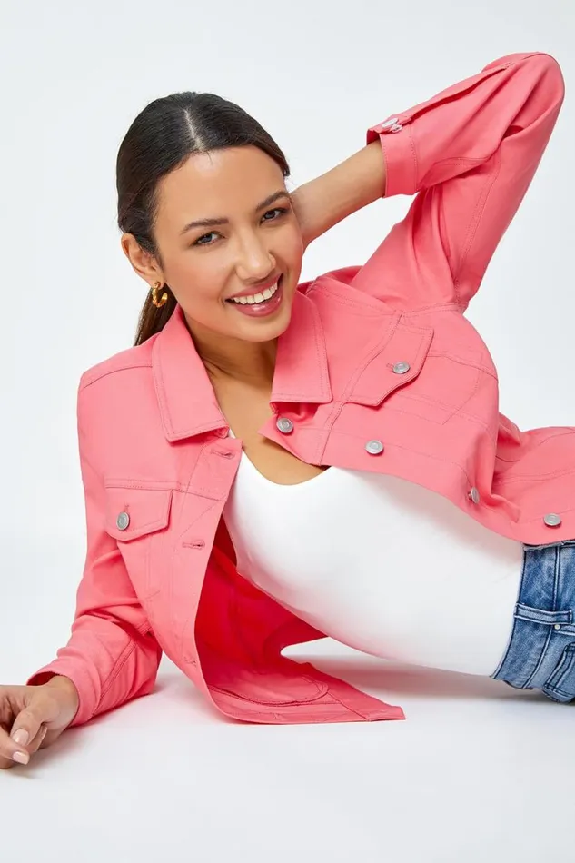 Salmon Stretch Pocket Detail Jacket Women Roman Coords